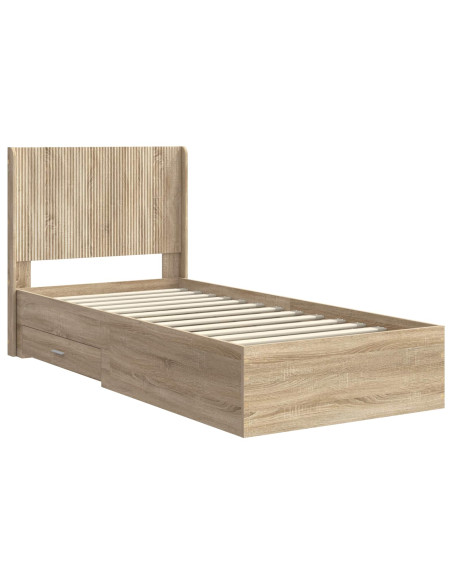 Struttura del letto con stoccaggio e testata Rovere Sonoma