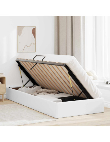 Letto ottomano Bianco Puro 90 x 190 cm Pelle Sintetica