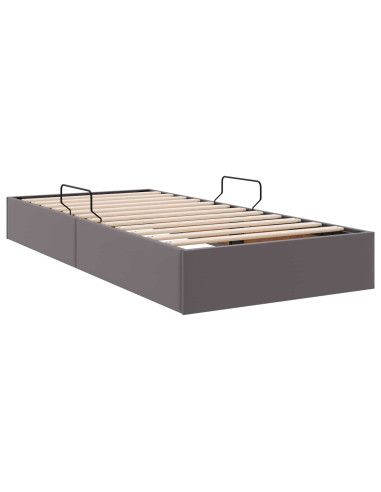 Letto ottomano Grigio 90 x 190 cm Pelle Sintetica