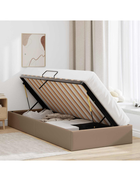 Letto ottomano Cappuccino 90 x 190 cm Pelle Sintetica