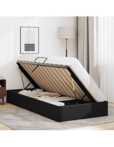 Letto ottomano Nero 90 x 200 cm Pelle Sintetica