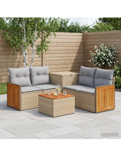 Set di divani 6 pz Beige e Grigio Chiaro