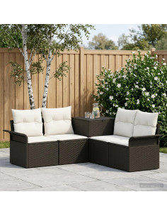 Set di divani 5 pz Nero e Bianco Crema
