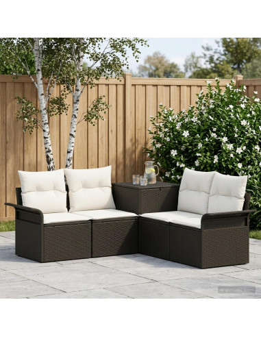 Set di divani 5 pz Nero e Bianco Crema