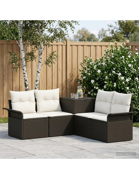 Set di divani 5 pz Nero e Bianco Crema
