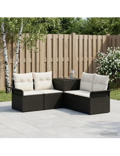 Set di divani 5 pz Nero e Bianco Crema