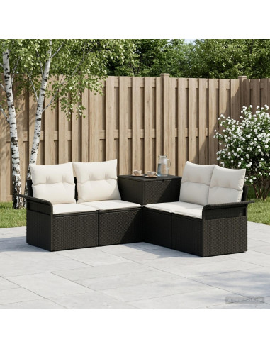 Set di divani 5 pz Nero e Bianco Crema