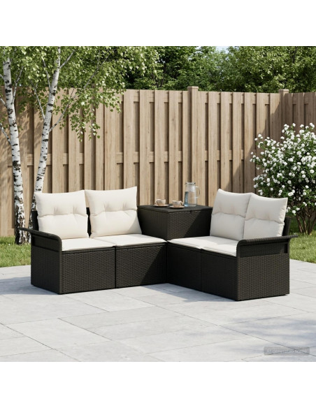 Set di divani 5 pz Nero e Bianco Crema