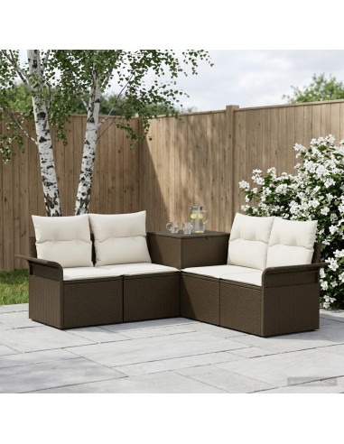 Set di divani 5 pz Marrone e Bianco Crema