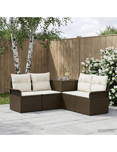 Set di divani 5 pz Marrone e Bianco Crema