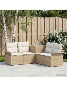 Set di divani 5 pz Beige e Bianco Crema