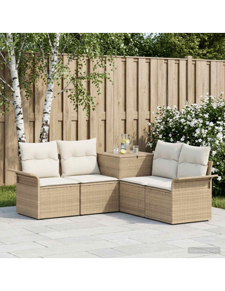 Set di divani 5 pz Beige e Bianco Crema