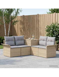 Set di divani 5 pz Beige e Grigio Chiaro