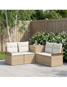 Set di divani 5 pz Beige e Bianco Crema