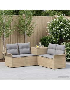 Set di divani 5 pz Beige e Grigio Chiaro