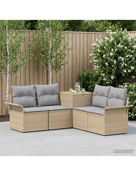 Set di divani 5 pz Beige e Grigio Chiaro