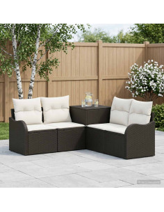 Set di divani 5 pz Nero e Bianco Crema