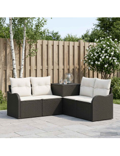 Set di divani 5 pz Nero e Bianco Crema