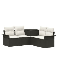Set di divani 5 pz Nero e Bianco Crema 2