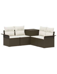 Set di divani 5 pz Marrone e Bianco Crema 2