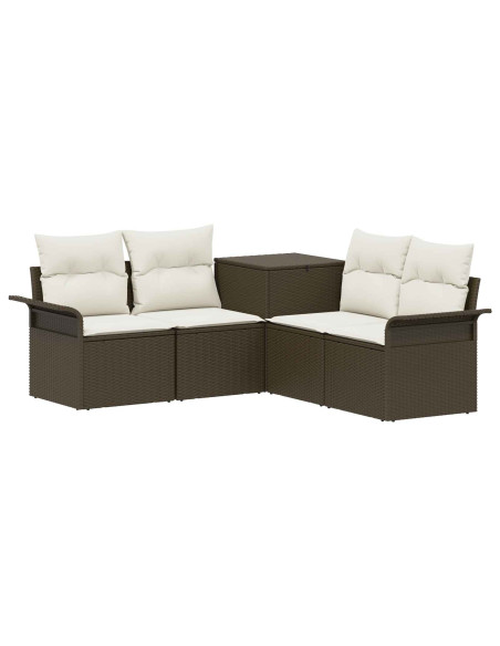 Set di divani 5 pz Marrone e Bianco Crema