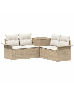 Set di divani 5 pz Beige e Bianco Crema 2