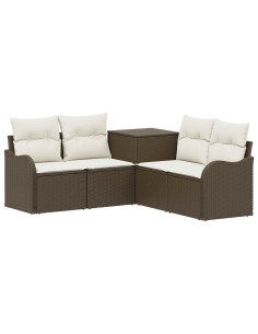 Set di divani 5 pz Marrone e Bianco Crema 2
