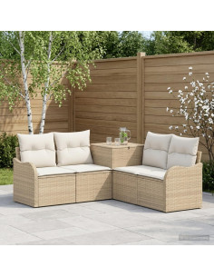 Set di divani 5 pz Beige e Bianco Crema