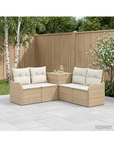 Set di divani 5 pz Beige e Bianco Crema