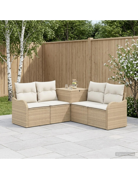 Set di divani 5 pz Beige e Bianco Crema