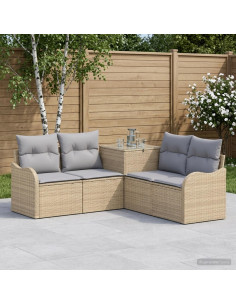 Set di divani 5 pz Beige e Grigio Chiaro