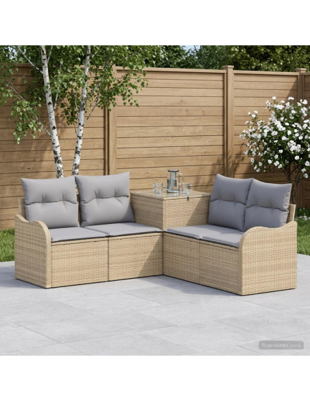 Set di divani 5 pz Beige e Grigio Chiaro