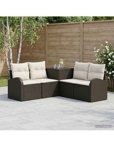 Set di divani 5 pz Nero e Bianco Crema