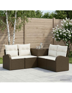 Set di divani 5 pz Marrone e Bianco Crema