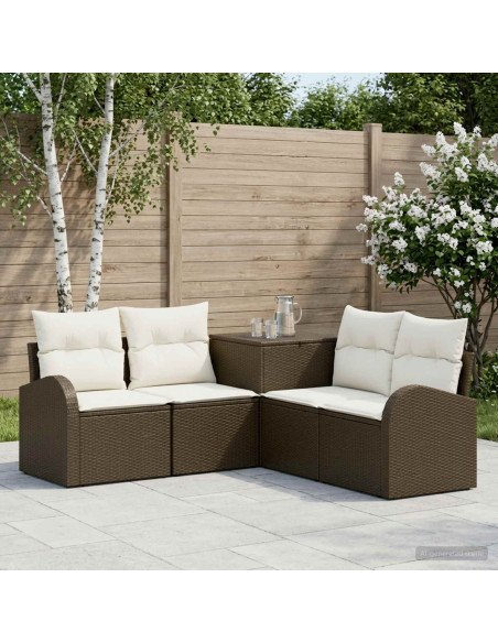 Set di divani 5 pz Marrone e Bianco Crema