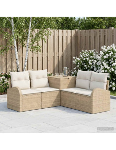 Set di divani 5 pz Beige e Bianco Crema