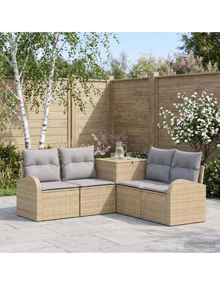 Set di divani 5 pz Beige e Grigio Chiaro