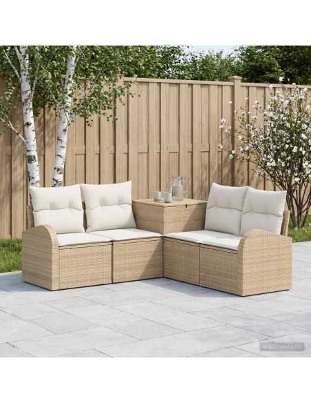 Set di divani 5 pz Beige e Bianco Crema