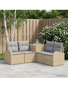 Set di divani 5 pz Beige e Grigio Chiaro