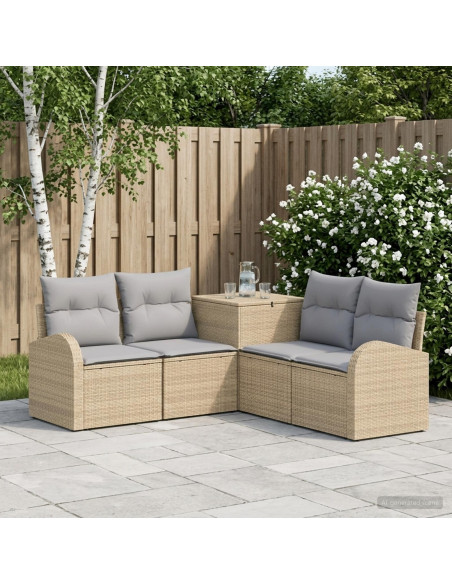 Set di divani 5 pz Beige e Grigio Chiaro