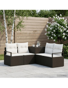 Set di divani 5 pz Nero e Bianco Crema
