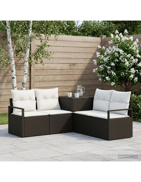Set di divani 5 pz Nero e Bianco Crema
