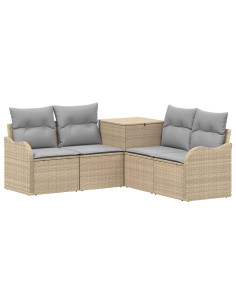 Set di divani 5 pz Beige e Grigio Chiaro 2