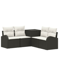 Set di divani 5 pz Nero e Bianco Crema 2