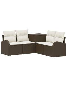 Set di divani 5 pz Marrone e Bianco Crema 2
