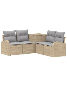 Set di divani 5 pz Beige e Grigio Chiaro 2