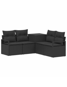 Set di divani 5 pz Nero Rattan sintetico e Acciaio 2