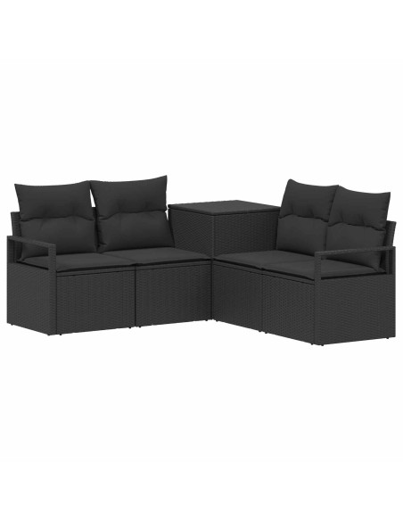 Set di divani 5 pz Nero Rattan sintetico e Acciaio