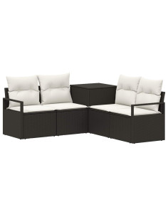 Set di divani 5 pz Nero e Bianco Crema 2