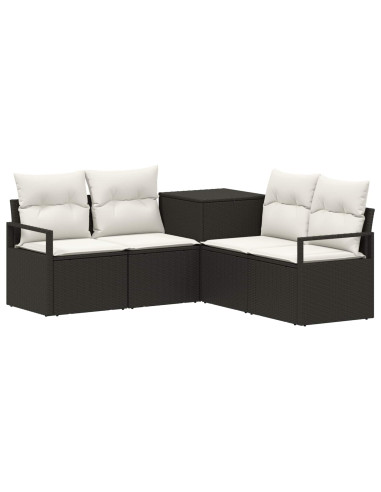 Set di divani 5 pz Nero e Bianco Crema